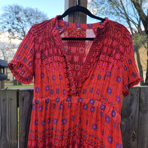 Free People Red and Orange Maxi Dress Xs - Picture 6 of 10